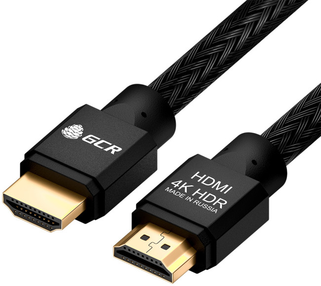 GCR Кабель 4.5m HDMI версия 2.0, HDR 4:2:2, Ultra HD, 4K 60 fps 60Hz/5K*30Hz, 3D, AUDIO, 18.0 Гбит/с, 28/28 AWG, OD7.8mm, тройной экран, черный нейлон, AL корпус черный, GCR-52192 Greenconnect HDMI (m) - HDMI (m) 4.5м