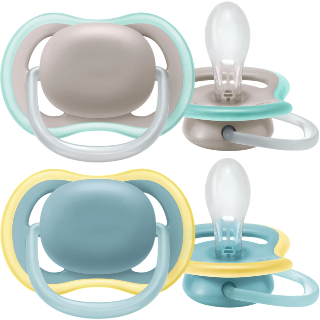 Пустышка ultra air, Бежевый/Синий без рисунка, 18 мес+, 2 шт, нейтральная Philips SCF349/01