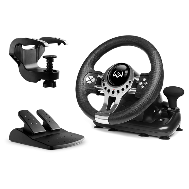 Руль SVEN GC-W700 (педали, вибро, скоба, лепестки, АКПП, D-pad, 12 кл, резин. вставки, PC/Xinput) Sven SV-017996 Руль SVEN GC-W700 (педали, вибро, скоба, лепестки, АКПП, D-pad, 12 кл, резин. вставки, PC/Xinput) Sven SV-017996