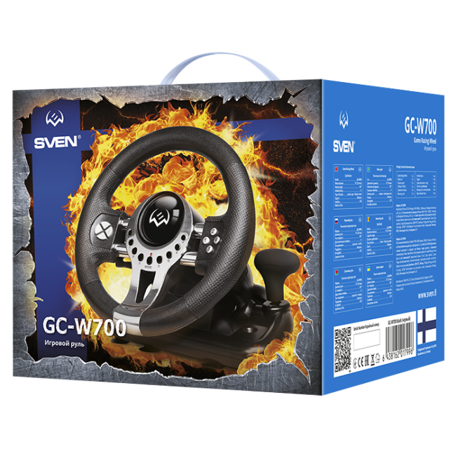 Руль SVEN GC-W700 (педали, вибро, скоба, лепестки, АКПП, D-pad, 12 кл, резин. вставки, PC/Xinput) Sven SV-017996 Руль SVEN GC-W700 (педали, вибро, скоба, лепестки, АКПП, D-pad, 12 кл, резин. вставки, PC/Xinput) Sven SV-017996