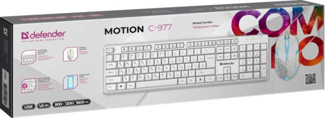 Defender Проводной набор Motion C-977 RU,белый,полноразмерный,1.8м Defender 45977 Defender Проводной набор Motion C-977 RU,белый,полноразмерный,1.8м Defender 45977