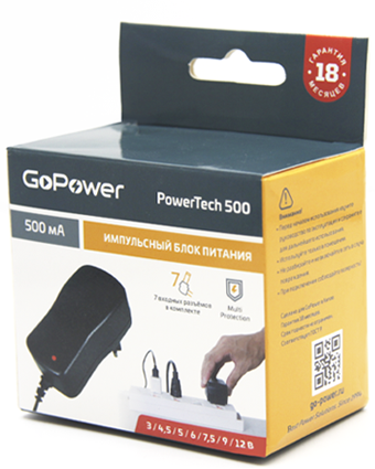 Блок питания GoPower PowerTech 500 универсальн. импульсный (1/100) GoPower PowerTech 500
