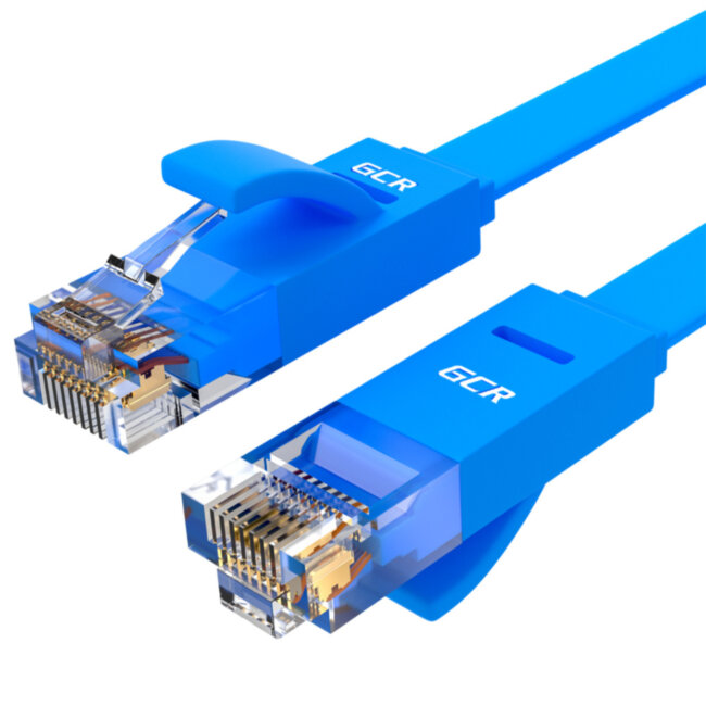 GCR Патч-корд PROF плоский прямой 15.0m, UTP медь кат.6, синий, 30 AWG, GCR-LNC621-15.0m ethernet high speed 10 Гбит/с, RJ45, T568B Greenconnect GCR-LNC621-15.0m