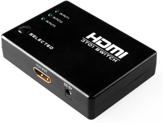 Переключатель HDMI 3 x 1 Greenline, 1080P 60Hz, пульт ДУ, DeepColor, GL-v301 Greenconnect HDMI (f) - 3 x HDMI (f)