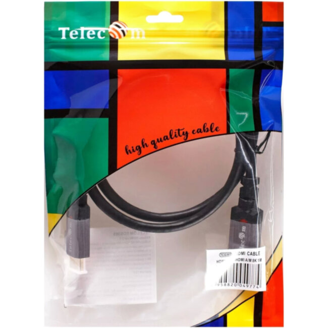 Кабель HDMI 19M/M,ver. 2.1, 8K@60 Hz 1m метал разъемы, Telecom <TCG365-1M> VCOM TCG365-1M