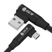 GCR Кабель PREMIUM 0.15m MicroUSB угловой для PowerBank, силикон белый, AL case черный, GCR-53908 GreenConnect GCR-53908