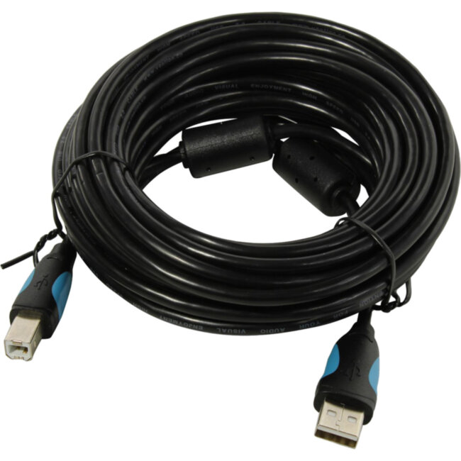 Кабель Vention USB 2.0 AM/BM  - 8м. Черный Vention VAS-A16-B800 Кабель Vention USB 2.0 AM/BM  - 8м. Черный Vention VAS-A16-B800