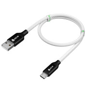 GCR Кабель 0.8m MicroUSB, белый нейлон, AL корпус черный, черный ПВХ, 28/28 AWG, GCR-53628 GreenConnect GCR-53628
