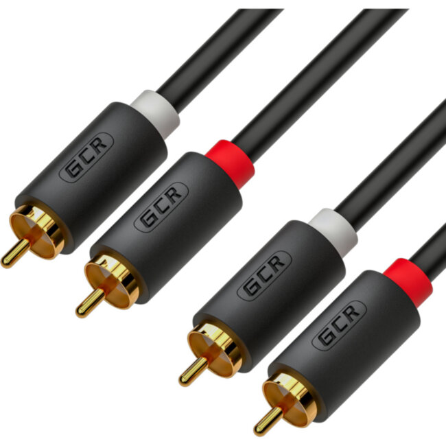 GCR Кабель 10.0m аудио 2 х RCA / 2 х RCA , GOLD, черный, GCR-53110 Greenconnect GCR-53110,10 м