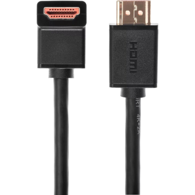 Кабель HDMI---HDMI ver 2.0 угловой коннектор 90град  2м,Telecom <TCG225-2M> VCOM TCG225-2M