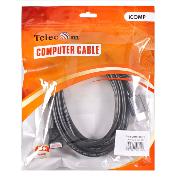 Кабель HDMI---HDMI ver 2.0 угловой коннектор 90град 3м,Telecom <TCG225-3M> VCOM TCG225-3M Кабель HDMI---HDMI ver 2.0 угловой коннектор 90град 3м,Telecom <TCG225-3M> VCOM TCG225-3M