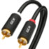 GCR Кабель 2.0m аудио 2 х RCA / 2 х RCA , GOLD, черный, GCR-53113 Greenconnect GCR-53113, 2 м