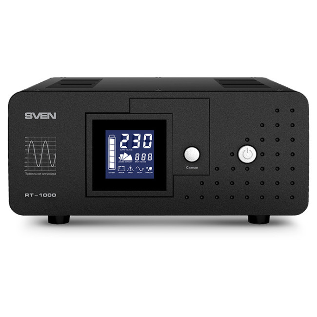 ИБП SVEN RT-1000, линейно-интерактивный непрерывного действия с длительным временем резервирования, автоматический стабилизатор напряжения, 600Вт, 1000Ва, 2 евророзетки, аккумуляторные батареи в комплект не входят, 300мм x 270мм x 140мм, 9.9 кг SVEN RT-10 ИБП SVEN RT-1000, линейно-интерактивный непрерывного действия с длительным временем резервирования, автоматический стабилизатор напряжения, 600Вт, 1000Ва, 2 евророзетки, аккумуляторные батареи в комплект не входят, 300мм x 270мм x 140мм, 9.9 кг SVEN RT-10