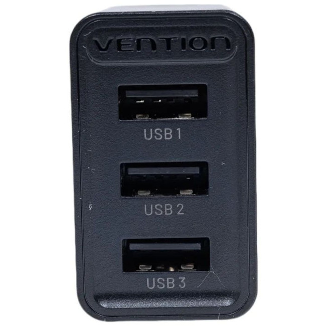 Сетевое зарядное устройство Vention на 3 порта USB 2.4A Черный Vention FEAB0-EU