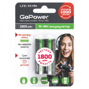 Аккумулятор бытовой GoPower HR6 AA BL2 NI-MH 1800mAh (2/20/240) блистер (2 шт.) Аккумулятор бытовой GoPower HR6 AA (00-00015317) Аккумулятор бытовой GoPower HR6 AA BL2 NI-MH 1800mAh (2/20/240) блистер (2 шт.) Аккумулятор бытовой GoPower HR6 AA (00-00015317)