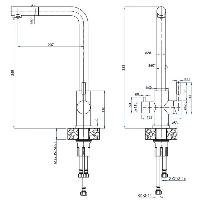 Смеситель GRANFEST GranFest GF-Z-5421 deep gray Смеситель GRANFEST GranFest GF-Z-5421 deep gray