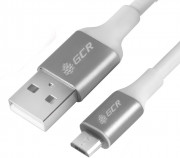 Greenconnect Кабель 1.0m USB 2.0, AM/microB 5pin, белый, алюминиевый корпус серебро, белый ПВХ, 28/28 AWG, GCR-51711 Greenconnect USB 2.0 Type-AM - USB Micro-B 1м