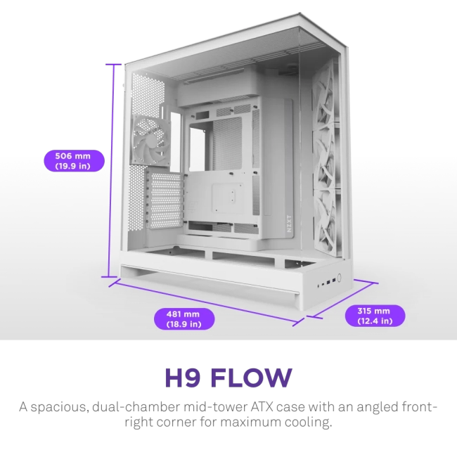 Корпус без блока питания NZXT  H9 Flow CM-H92FW-01 Корпус без блока питания NZXT  H9 Flow CM-H92FW-01