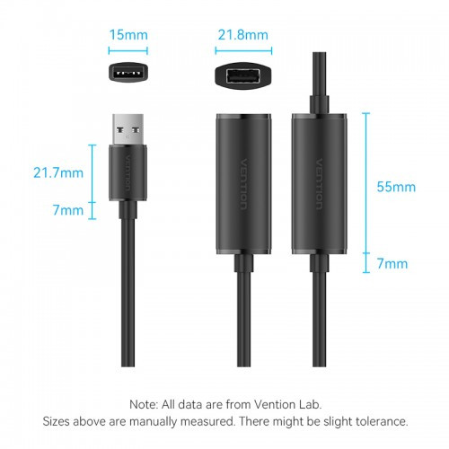 Активный кабель-удлинитель Vention USB 2.0 AM/AF с усилителем - 20м Черный Vention CBKBQ