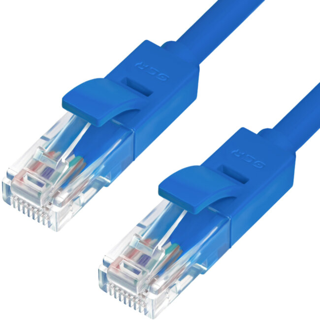Greenconnect Патч-корд прямой 5.0m, UTP кат.5e, синий, позолоченные контакты, 24 AWG, литой, GCR-LNC01-5.0m, ethernet high speed 1 Гбит/с, RJ45, T568B Greenconnect RJ45(m) - RJ45(m) Cat. 5e U/UTP PVC 5м синий