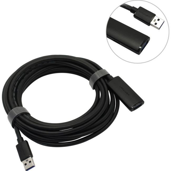 Активный кабель-удлинитель Vention USB 3.0 AM/AF с усилителем - 5м Черный Vention CBMBJ