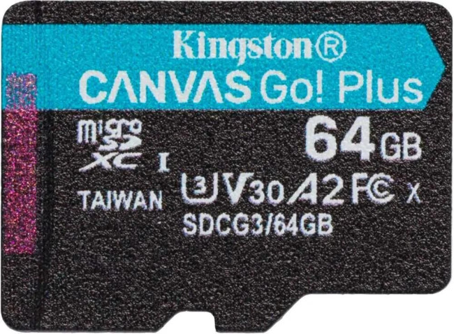 Карта памяти Kingston 64GB microSDXC Canvas Go Plus 170R A2 U3 V30 Card + ADP Kingston SDCG3/64GB