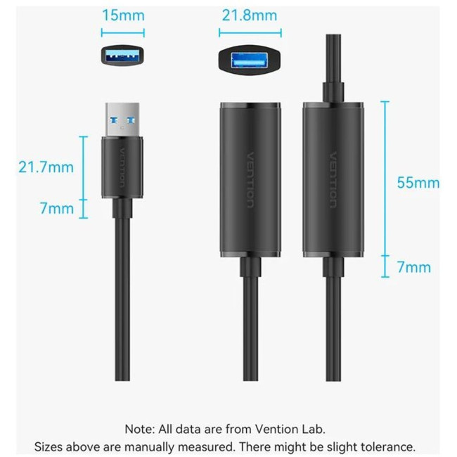 Активный кабель-удлинитель Vention USB 3.0 AM/AF с усилителем - 10м Черный Vention CBMBL