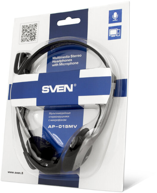 Мультимедийные стереонаушники с микрофоном SVEN AP-015MV, черный-серый Sven AP-015MV