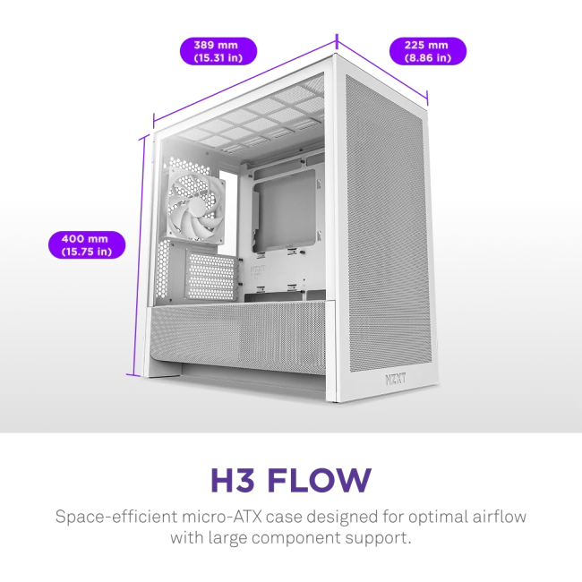 Корпус без блока питания NZXT H3 Flow CC-H31FW-01 Корпус без блока питания NZXT H3 Flow CC-H31FW-01