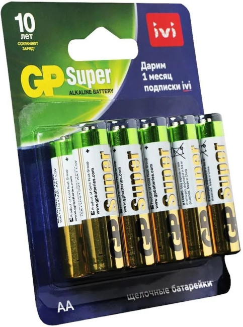 Алкалиновые батарейки GP Super Alkaline 15А/IVI АA - 10 шт. на блистере GP 4610116204566