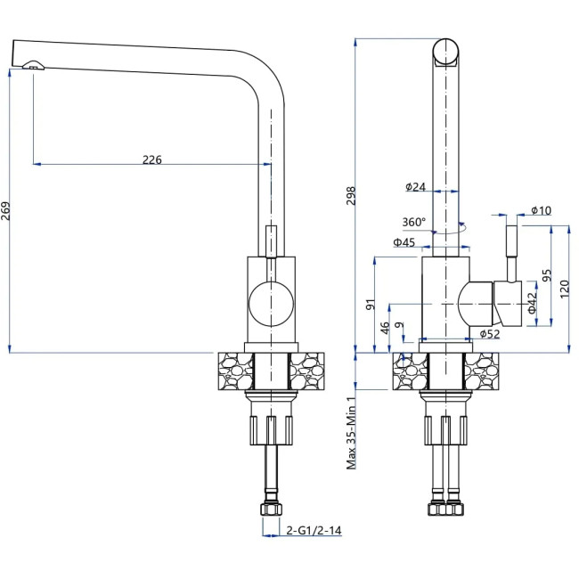 Смеситель GRANFEST GranFest GF-Z-5411 deep gray