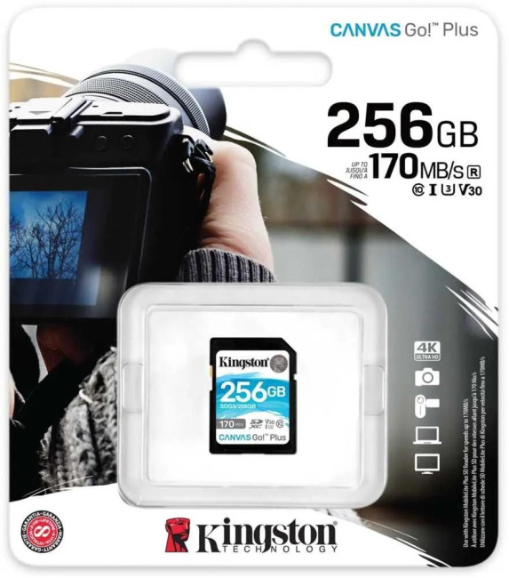 Карта памяти Kingston 56GB SDXC Canvas Go Plus 170R C10 UHS-I U3 V30 Kingston SDG3/256GB