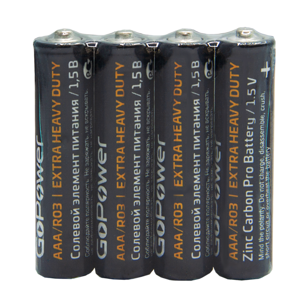 Батарейка GoPower R03 AAA Shrink 4 Heavy Duty 1.5V (4/60/1200) Батарейка GoPower R03 AAA (00-00015593) Батарейка GoPower R03 AAA Shrink 4 Heavy Duty 1.5V (4/60/1200) Батарейка GoPower R03 AAA (00-00015593)