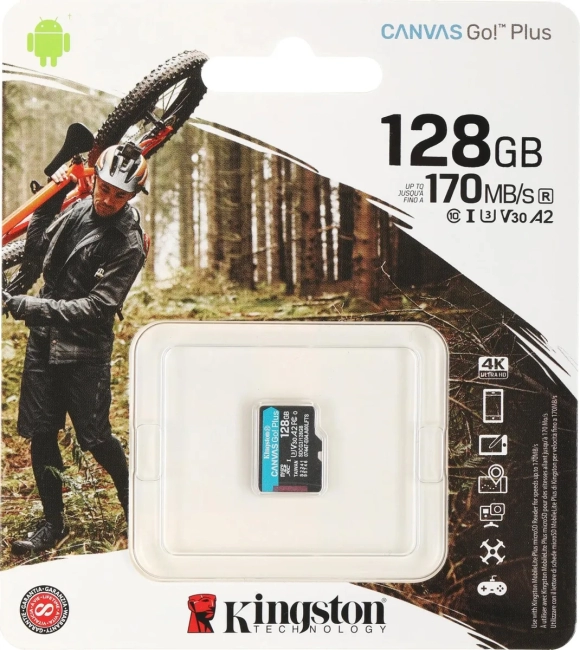 Карта памяти Kingston 128GB microSDXC Canvas Go Plus 170R A2 U3 V30 Card W/O ADP Kingston SDCG3/128GBSP Карта памяти Kingston 128GB microSDXC Canvas Go Plus 170R A2 U3 V30 Card W/O ADP Kingston SDCG3/128GBSP