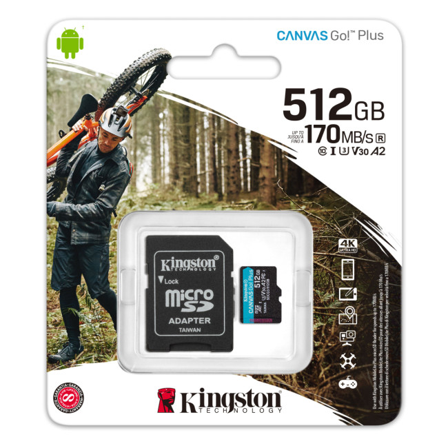 Карта памяти Kingston 512GB microSDXC Canvas Go Plus 170R A2 U3 V30 Card + ADP Kingston SDCG3/512GB