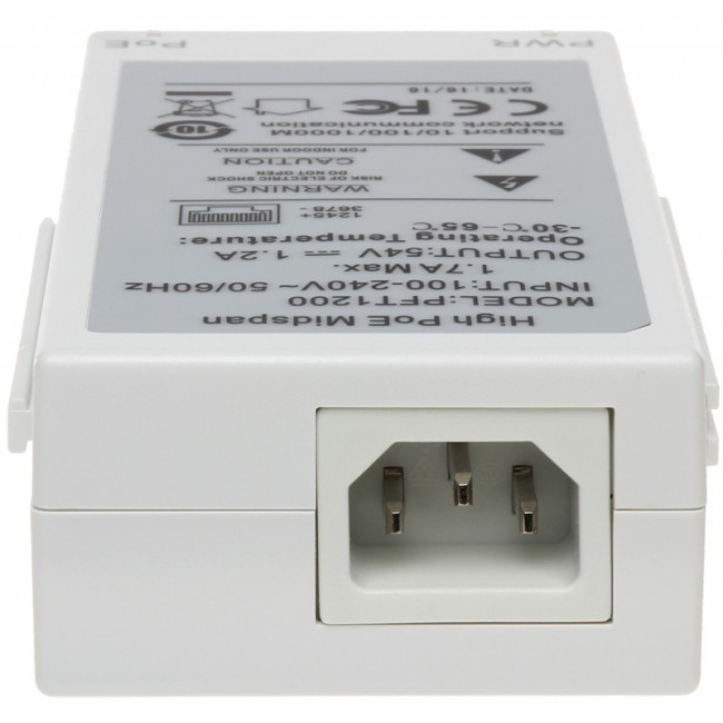 Гигабитный РОЕ инжектор для PTZ видеокамер Dahua мощностью 60W 0макс. расстояние до 300м возможность подключения 3-х IP видеокамер совместаная работа с PFT1300 Dahua DH-PFT1200
