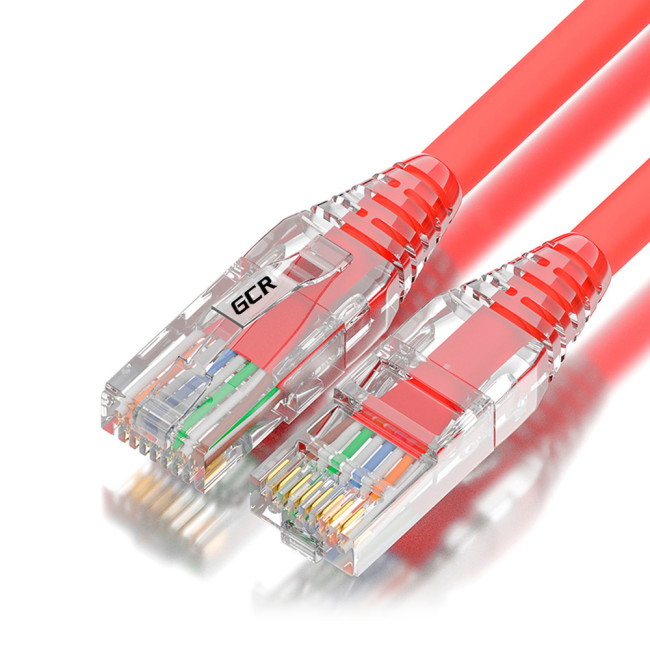 GCR Патч-корд 1.0m LSZH UTP кат.5e, красный, коннектор ABS, 24 AWG, ethernet high speed 1 Гбит/с, RJ45, T568B, GCR-52622 Greenconnect RJ45(m) - RJ45(m) Cat. 5e UTP 1м красный