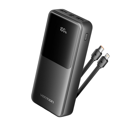 Power Bank Vention 20000mAh(Micro-USB/C/A/A) со встроенными кабелями 22.5W Чёрный с LED Дисплеем, шт. Vention FHPB0 Power Bank Vention 20000mAh(Micro-USB/C/A/A) со встроенными кабелями 22.5W Чёрный с LED Дисплеем, шт. Vention FHPB0
