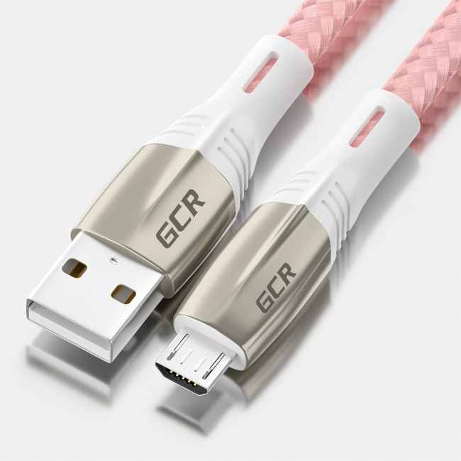 GCR Кабель 1.7m MicroUSB series MERCEDES, PINK NYLON, супер быстрая зарядка, 28/22 AWG, GCR-51955 Greenconnect  USB 2.0 Type-AM - microUSB 2.0 (m) 1.7м