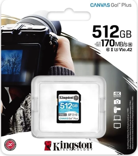 Карта памяти Kingston 512GB SDXC Canvas Go Plus 170R C10 UHS-I U3 V30 Kingston SDG3/512GB