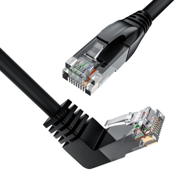 GCR Патч-корд 2.0m UTP кат.6, черный, верхний угол, литой, ethernet high speed, RJ45, T568B Greenconnect GCR-54013