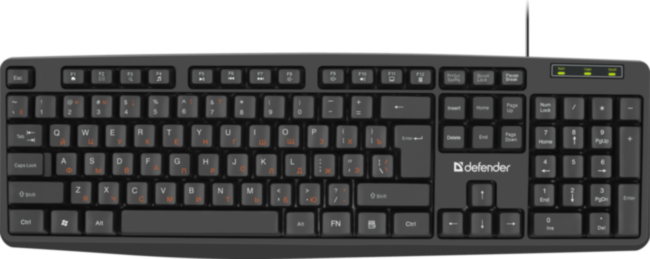 Defender Проводная клавиатура Concept HB-164 RU,черный,104+FN,1.8м Defender 45164