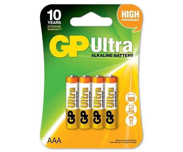 Алкалиновые батарейки GP Ultra Alkaline 24А AАA - 4 шт. на блистере GP 4891199027659