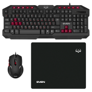 Игровой набор клавиатура+мышь+коврик SVEN GS-9200 (114 кл,, 8 смен. кл., 800-2400DPI, 5+1кл.) Sven GS-9200
