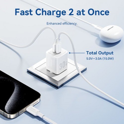 Набор для зарядки Vention з/у GaN 30W 2 порта USB (C + A) и кабель USB-C 3А Белый, шт. Vention TZ-FEQW0-EU-01