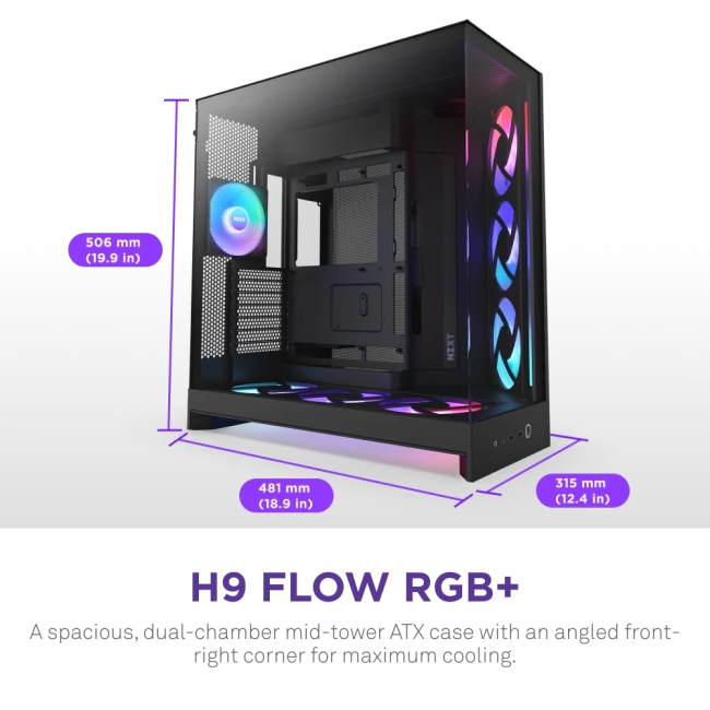 Корпус без блока питания NZXT H9 Flow RGB+ CM-H92FB-P1