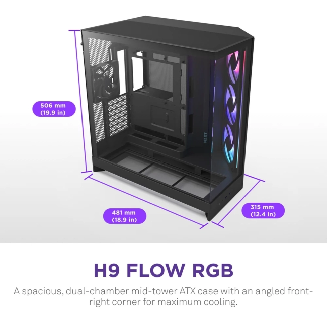 Корпус без блока питания NZXT H9 Flow RGB+ CM-H92FB-P1