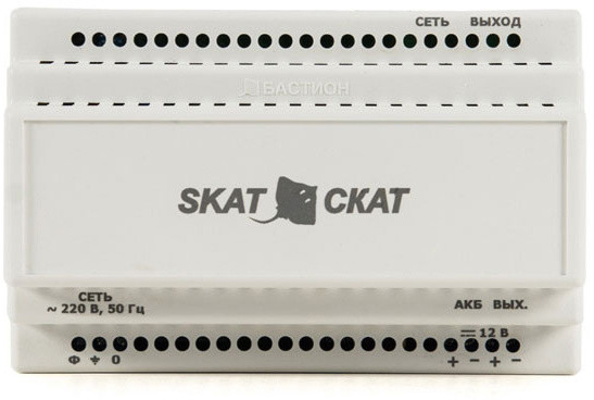586 SKAT-12-6,0 DIN источник питания 12В 6А пластиковый корпус под DIN рейку 35 мм Бастион SKAT-12-6.0-DIN