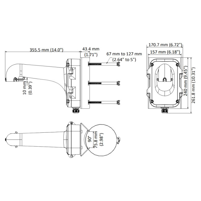 Настенный кронштейн с монтажной коробкой, белый, для скоростных поворотных купольных камер, алюминий, 281.2x170.7x395.5мм Hikvision DS-1604ZJ-BOX Настенный кронштейн с монтажной коробкой, белый, для скоростных поворотных купольных камер, алюминий, 281.2x170.7x395.5мм Hikvision DS-1604ZJ-BOX