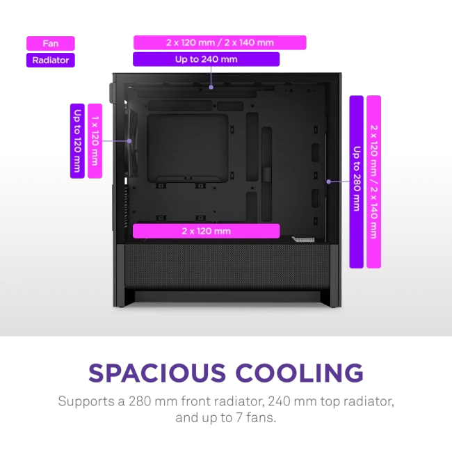 Корпус без блока питания NZXT H3 Flow CC-H31FB-01 Корпус без блока питания NZXT H3 Flow CC-H31FB-01